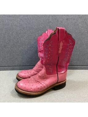 Lucchese 2000 Womens 9B Full Quill Ostrich Boots. Pink/Pink Western Boho